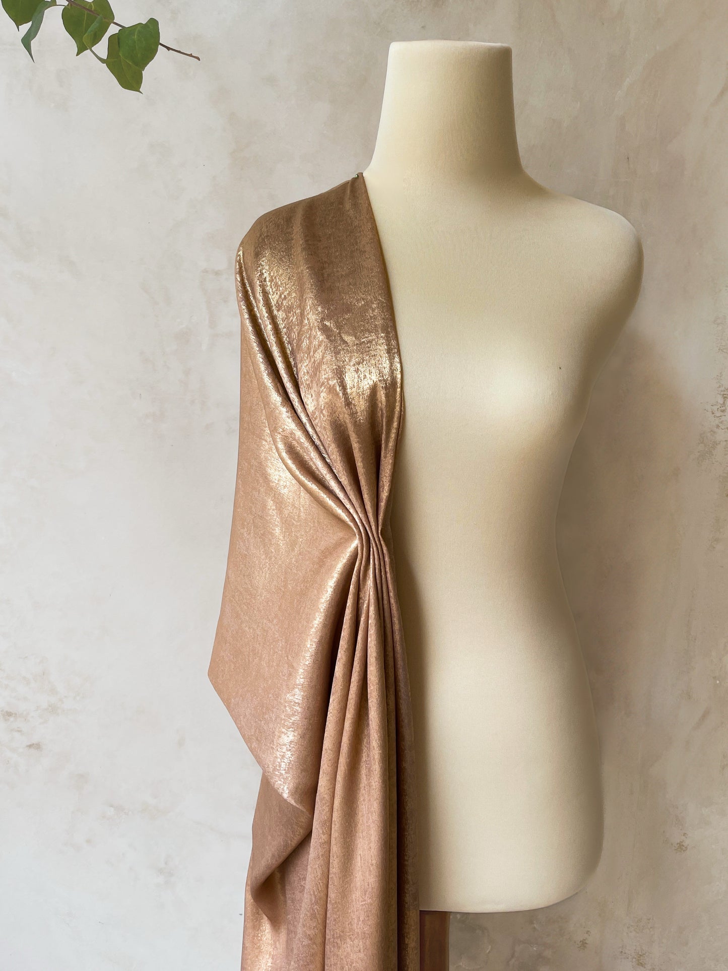 Tela Lamé Foil Dorado Bronce