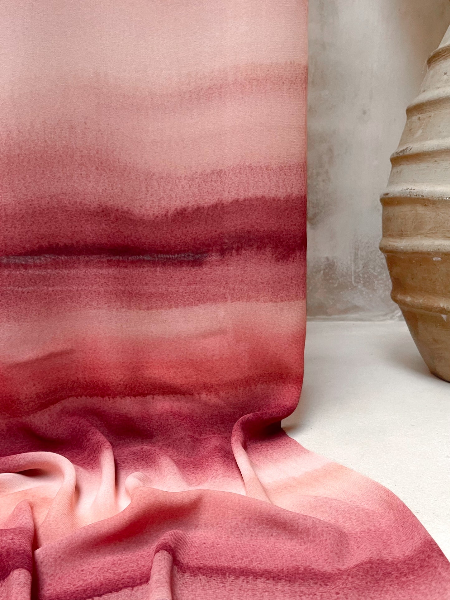 Tela Gasa Degradé en Tonos Crudos, Rosados, Rojizos y Vino