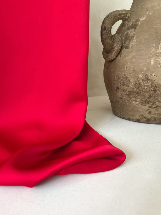 Tela Charmeuse Satinada Rojo Intenso