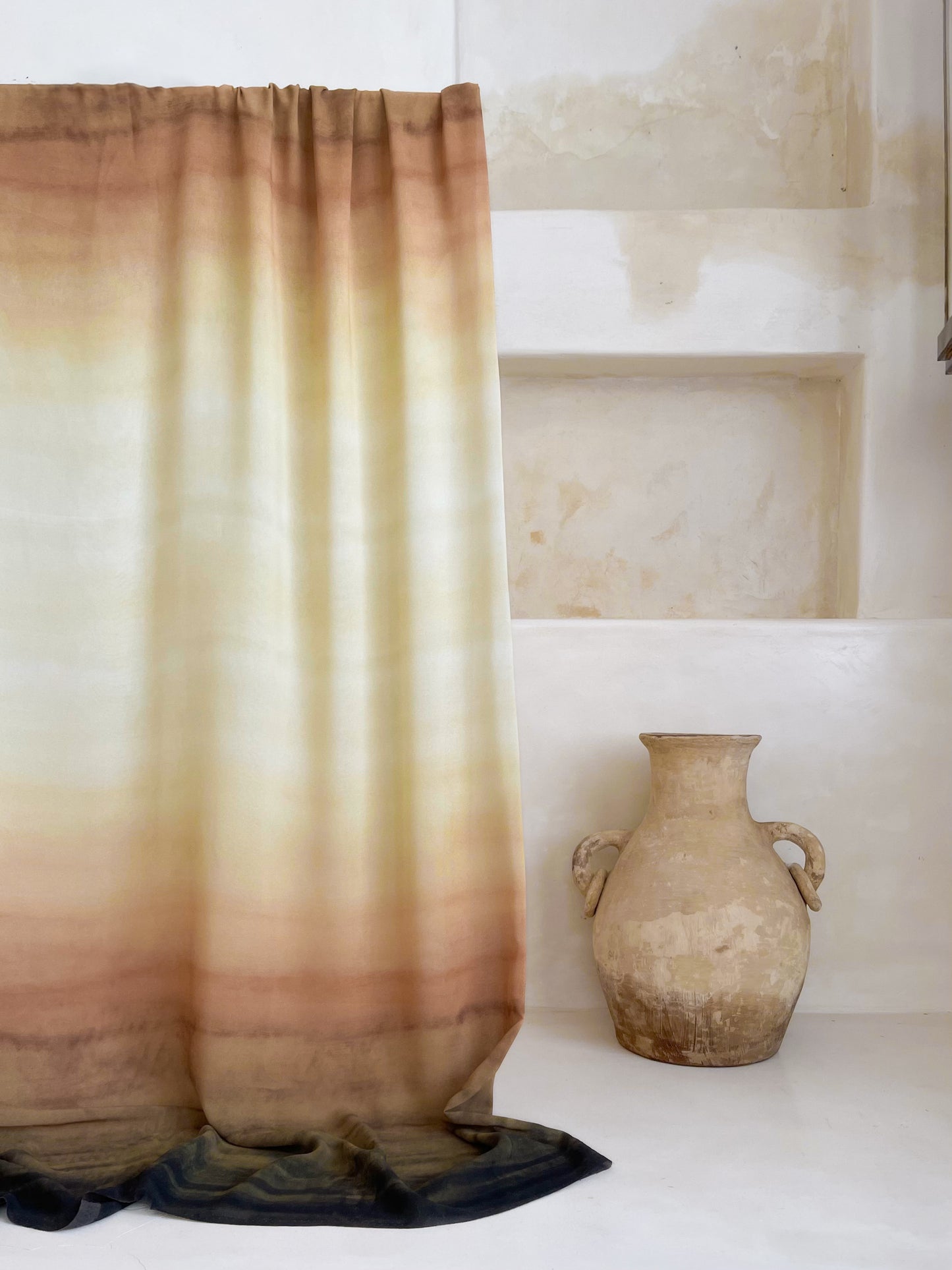 Tela Gasa Degradé en Crudo, Amarillo Suave y Tonos Tierra