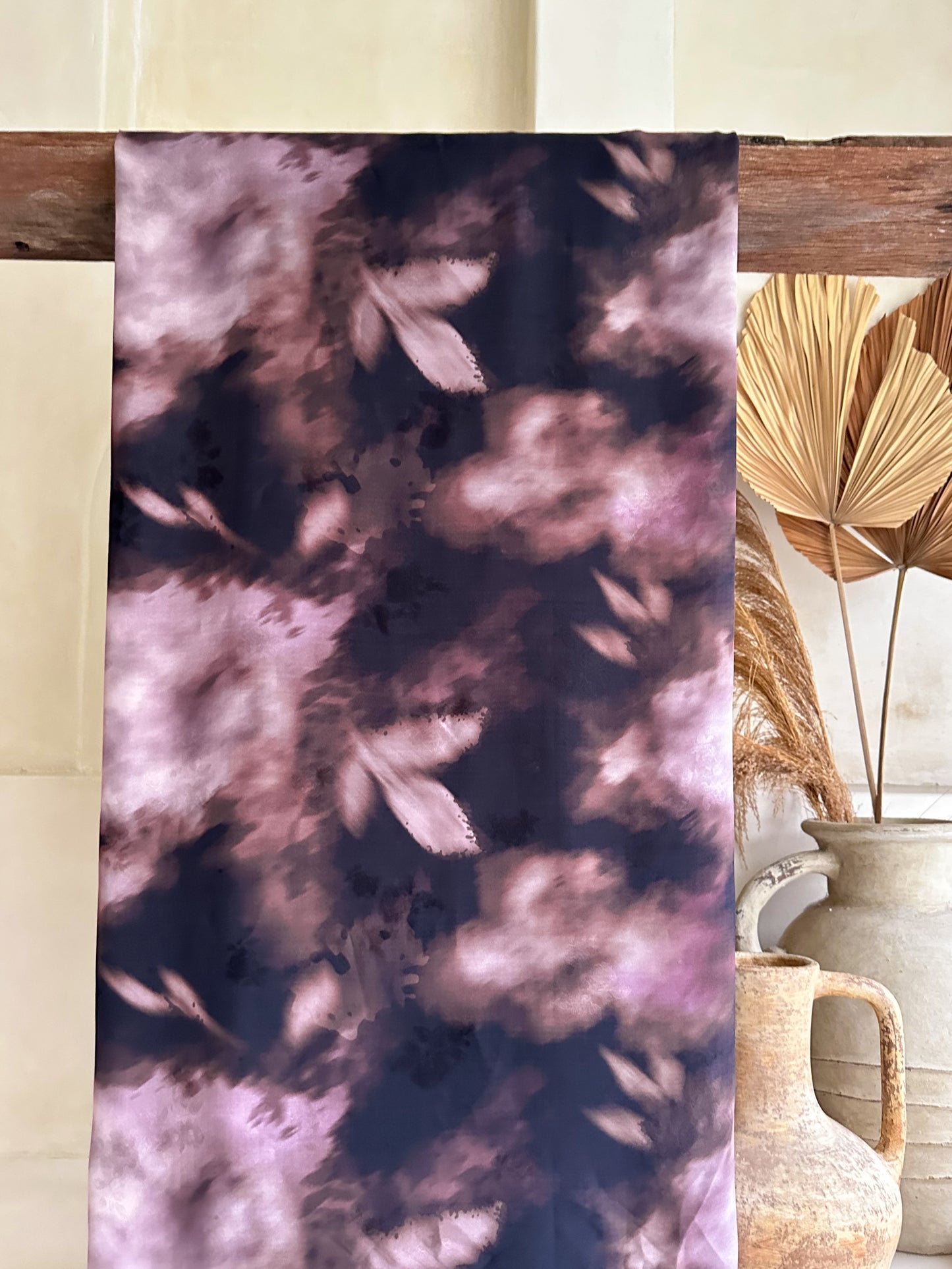 Crepé Satén Jacquard Estampado Malva