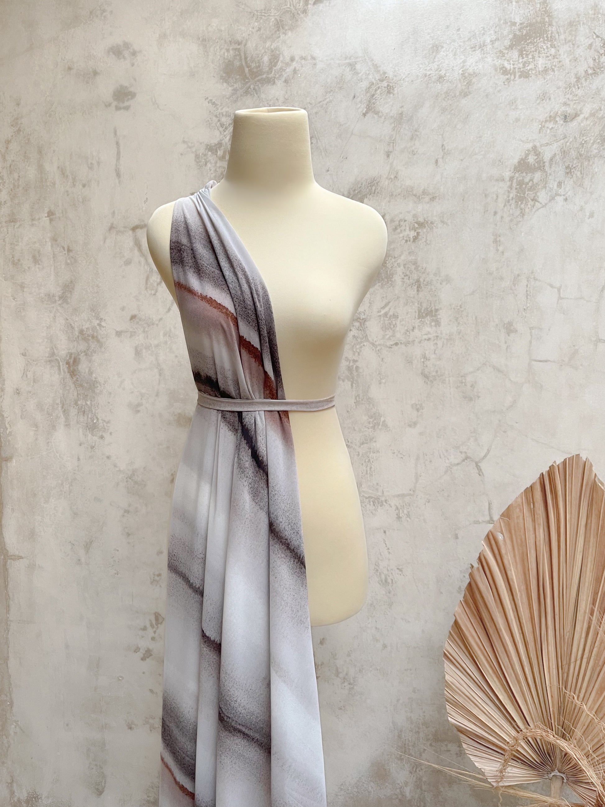 Tela Gasa Degradé en Tonos Crudo, Gris, Tierra y Marrones Ahumados