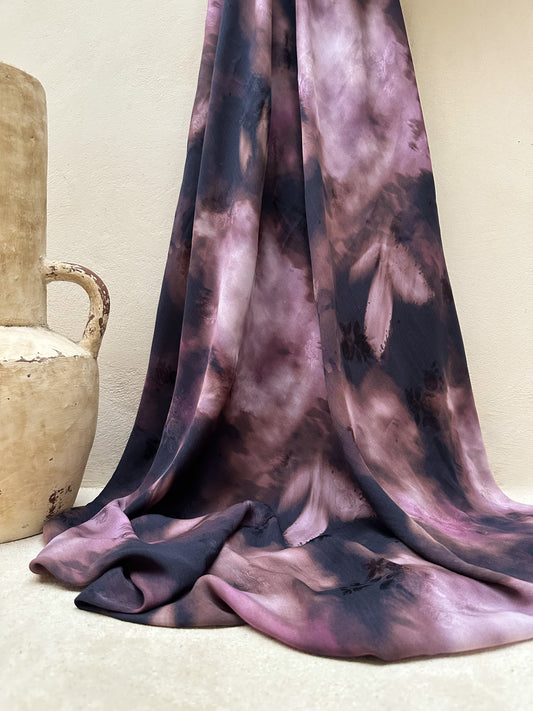 Crepé Satén Jacquard Estampado Malva