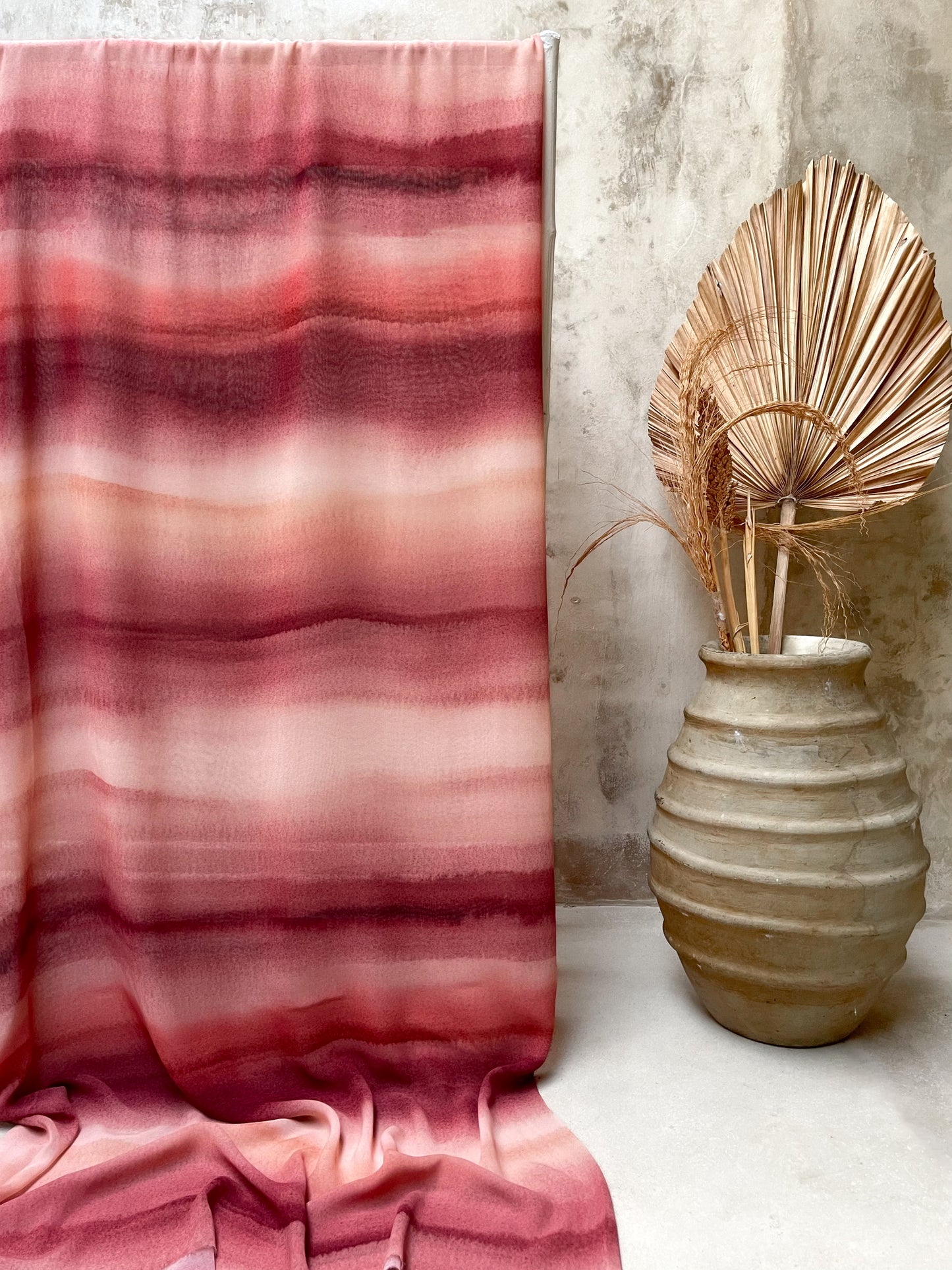 Tela Gasa Degradé en Tonos Crudos, Rosados, Rojizos y Vino